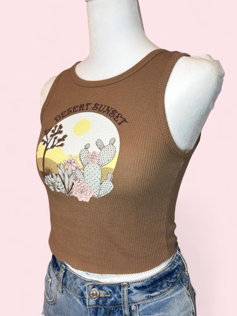 Desert Sunset Brown Ribbed Tank Top Camisole
